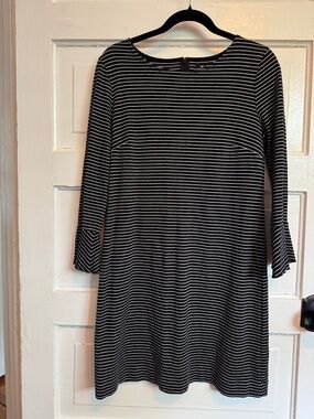 Madewell Black and White Striped Long-Sleeve Dress